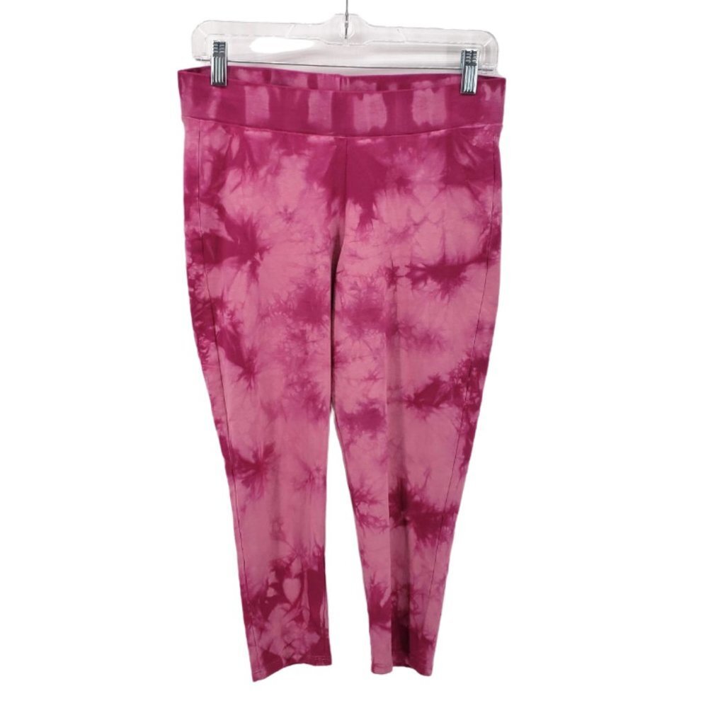 TORRID Capri Premium Leggings Tie Dye L/12 Pink Stretchy Comfy Loungewear